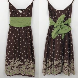 Max Studio Dress Brown Polka Dot Spaghetti Straps